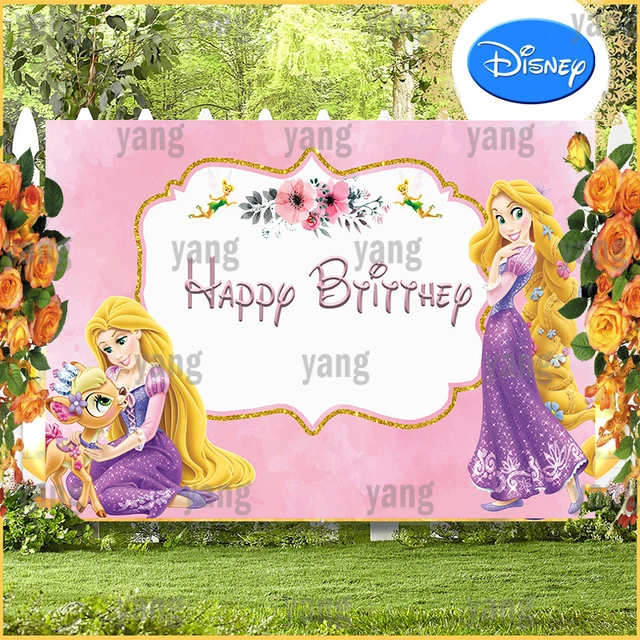 Disney Tangled Rapunzel Backdrop Kids Birthday Background Purple Long Hair  Princess Vinyl Polyester Photography Decor Props - AliExpress