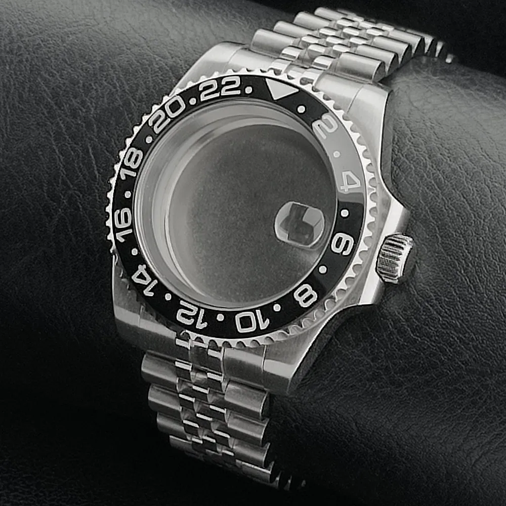 Premium GMT Watch Case with Bidirectional Sapphire Bezel and Slide Buck, 40MM, 5Bar Water Resistance
