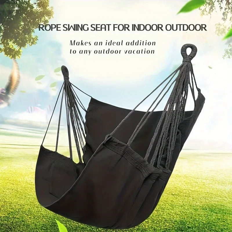 1pc Leisure Fabric Hammock Chair Outdoor Swing Chair Hammock Dormitory Hammock Chair Anti Rollover Hammock(With Storage Bag 5