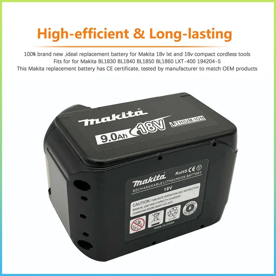 Makita 18V 9000mAh Rechargeable Battery 18650 Lithium-ion Cell Suitable For Makita  Power Tool BL1860 BL1830 LXT400 With Charger - AliExpress