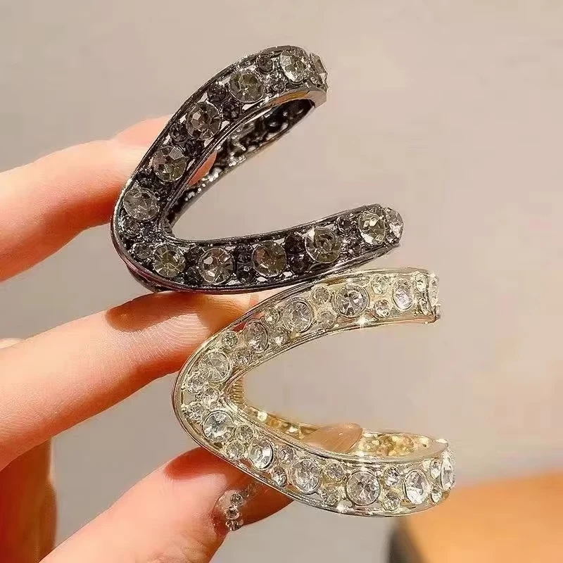 Elegant Rhinestone V-Shaped Hair Claw Clip