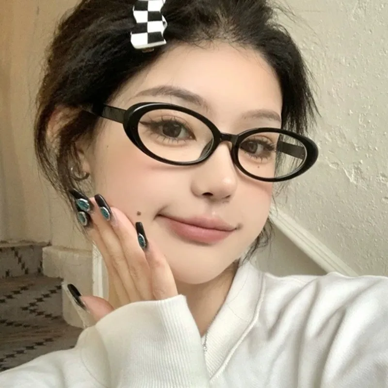 

Oval Small Frame Glasses Women Men Y2K Retro Black Anti Blue Light Glasses Daily Simple Versatile Glasses Fashion Accessories