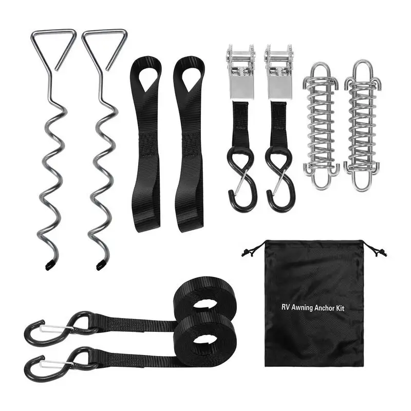 

Uni RV Awning Tie Down Kit Travel Trailer Spring RV Anchor Stakes Waterproof large tent Trampoline Tie Down Tools For Camping