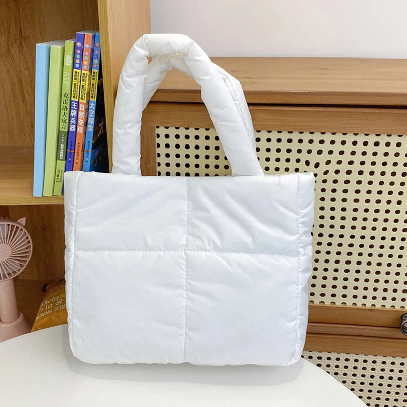 Cartoon Cute Down Cloth Handbag Nylon Women Casual Large Capacity Shoulder Bag Children Tote Bag