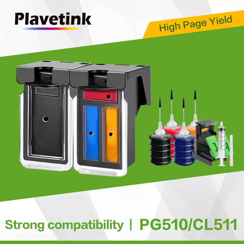 Plastetink Pg 510 Cl 511 Cartuccia Di Inchiostro Ricaricabile Per Stampante Canon Pg 510 Xl Cl511 Xl Pixma Mp250 Ip2700 Mp480 Mp490 Mp230 Mp280
