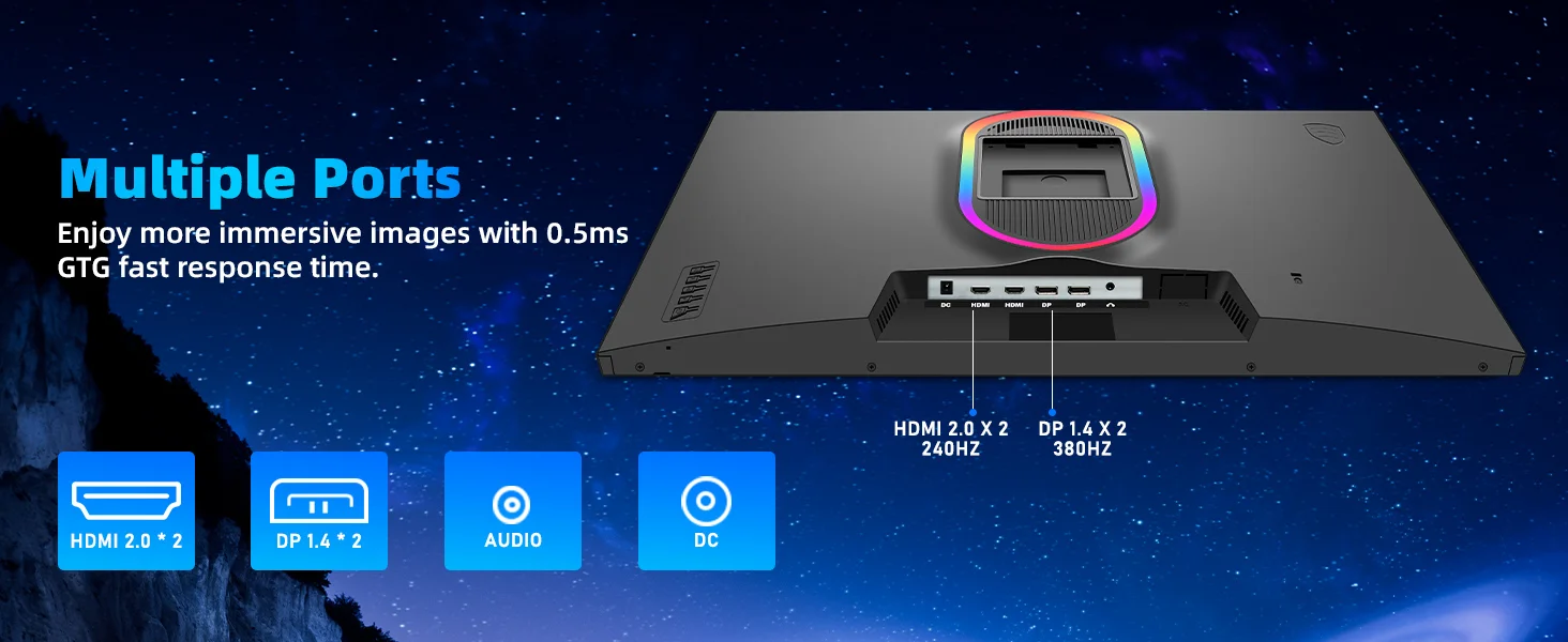 27 Inch Gaming Monitor - 2K 1440P IPS, 300Hz Refresh Rate, 0.8ms Response Time