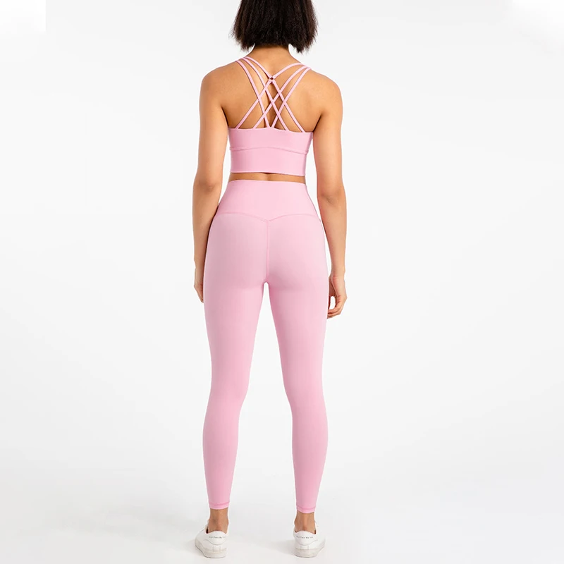 Wyplosz Fitness Clothing Top Women\'S Tracksuit Gym Sportswear Set Yoga Kit Overalls Seamless Ribbed Leggings Sports Bra Pants