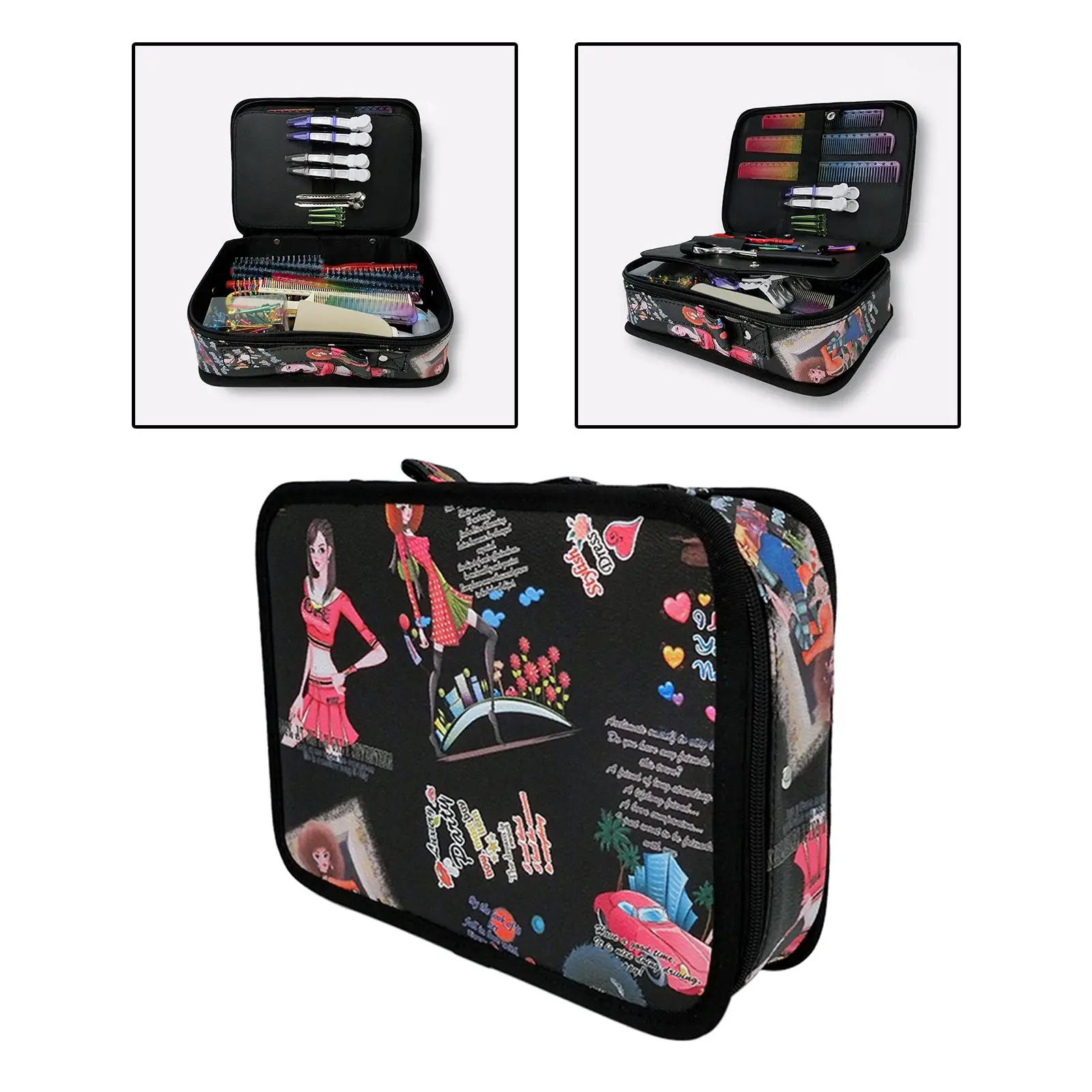 

Salon Handbag Hairdressing Tools Bag Cosmetic Organizer Sturdy with Zipper Closure Multifunction Fashionable Carrying Case