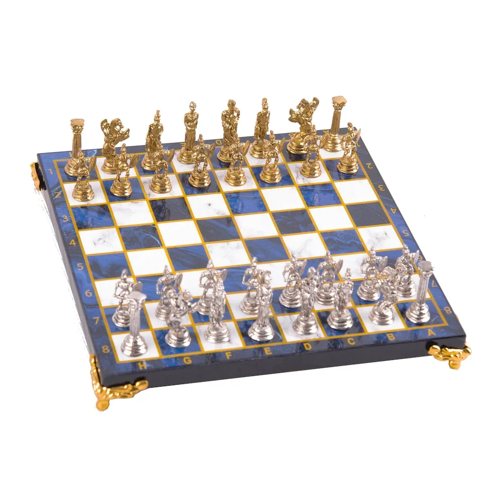 Luxury Floor Standing Metal Casting Chess set Roman Army Sky Blue Board | Спорт и развлечения