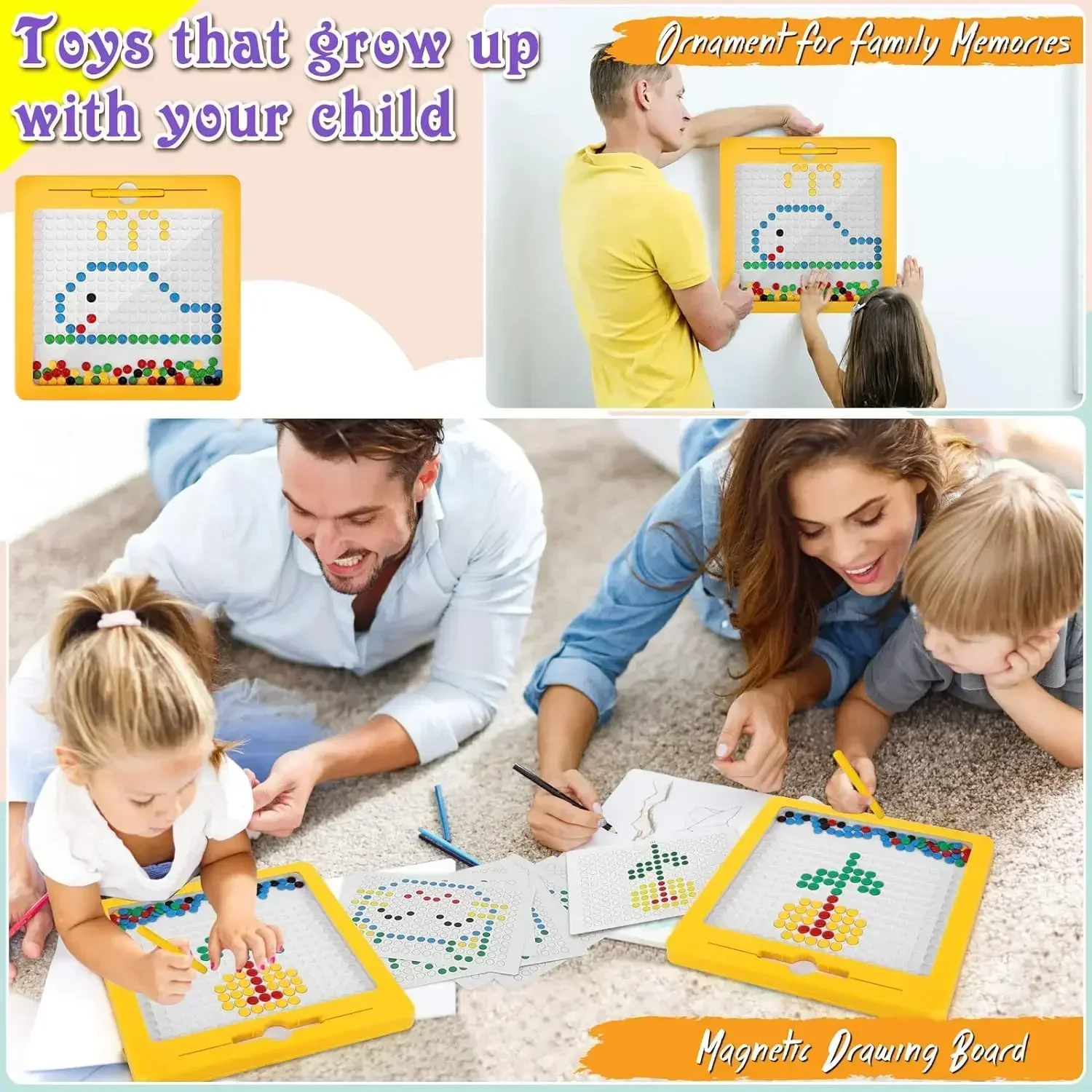 Magnetic Drawing Board for Toddlers Magnet Beads and Pen Drawing Board Montessori Educational Sensory Travel Toys 4