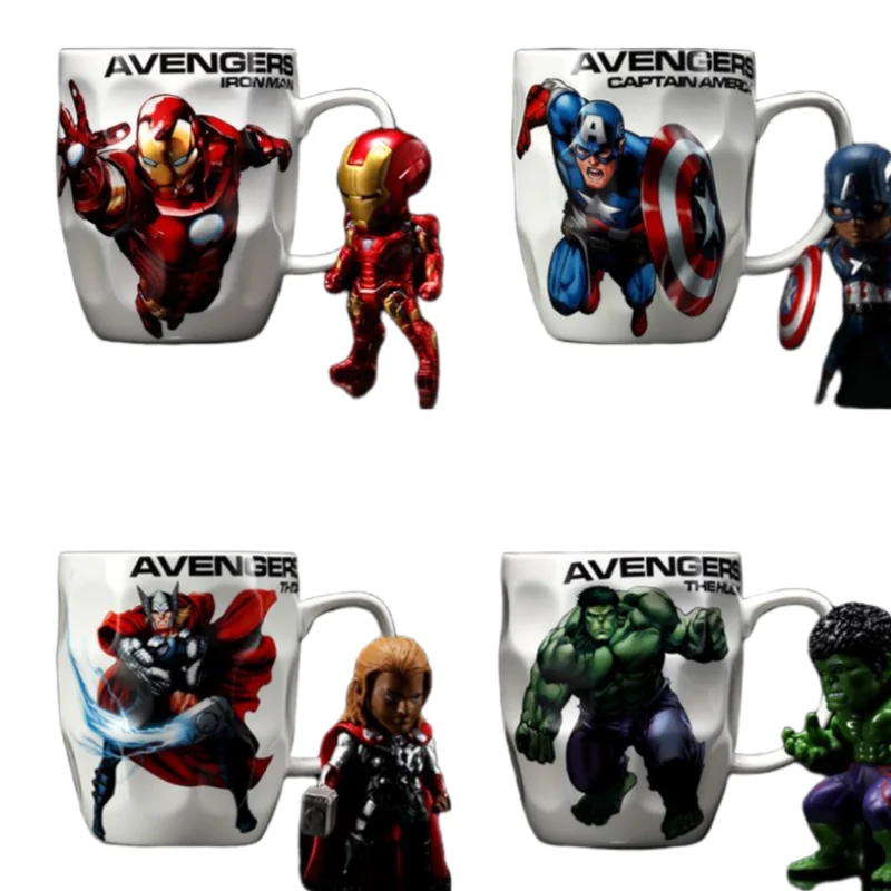 

New Marvel The Avengers Hulk Iron Man Captain America Anime Peripheral Cartoon Mug Creative Ceramic Cup Holiday Gift Wholesale