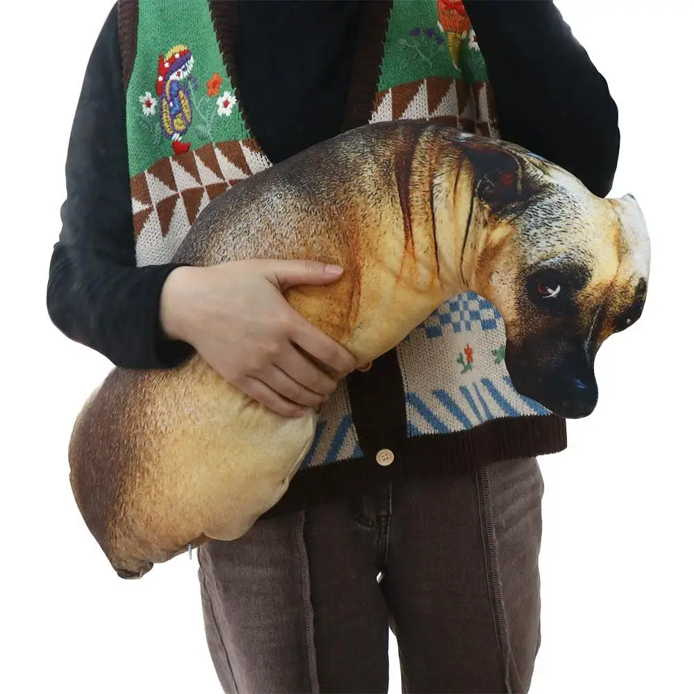 Throw Pillow Decorative Cushion Plush Pillow Plush Cushion 3D Lifelike Animal Cute Bend Dog Printed Funny Dog Head Cosplay Children Favorite Toy For Home