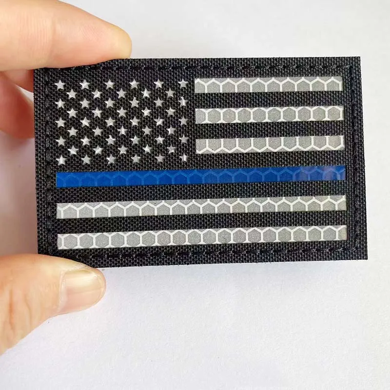 Amerikanische US-Flagge Taktischer Aufnäher mit Klettverschluss IR-Reflektierendes Abzeichen Mehrfarbiges Tarnmuster Moral-Applikation für Rucksack, Weste, Mütze – Detail 4
