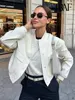 TRAF Women Fashion With Pockets Bomber Jacket Coats Vintage Long Sleeve Front Button Casual Female Outerwear Chic Tops 2