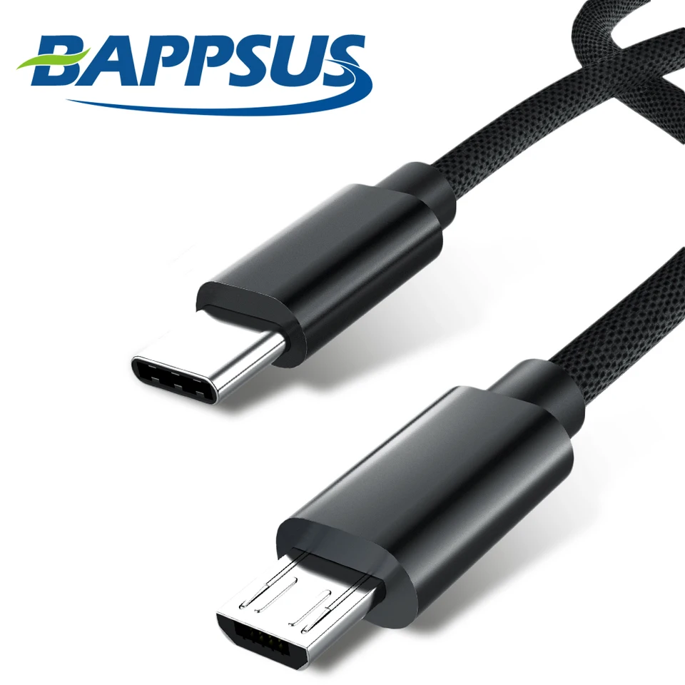 Câble USB-C Vers Micro-USB 30cm Prise Coudée Noir - Charge & Transfert - Neuf