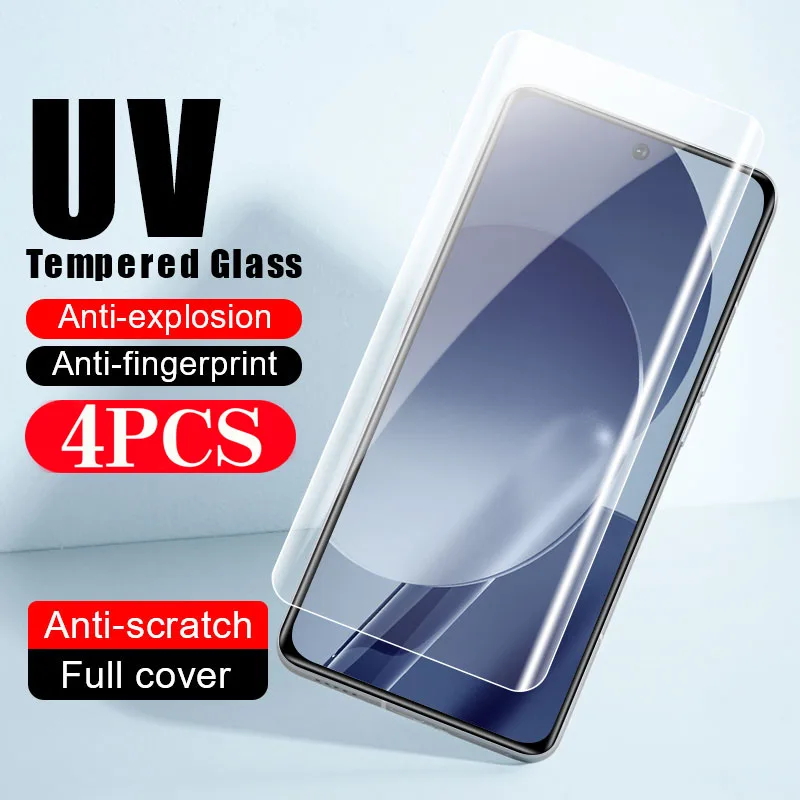 Pellicola Protettiva 4 Pezzi Per Xiaomi 14 Pro 13 12S Ultra 11 Vetro Temperato Uv Per Xiaomi Civi 4 Pro 3 2 Mix 4 Proteggi Schermo Del Telefono