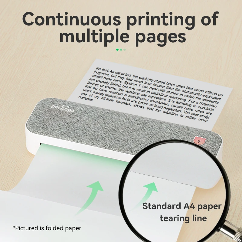 PeriPage-열 A4 용지, A40 프린터용, 빠른 건조, 장시간 보관, 연속 용지, 롤 접힌 감열지, Papel Termico
