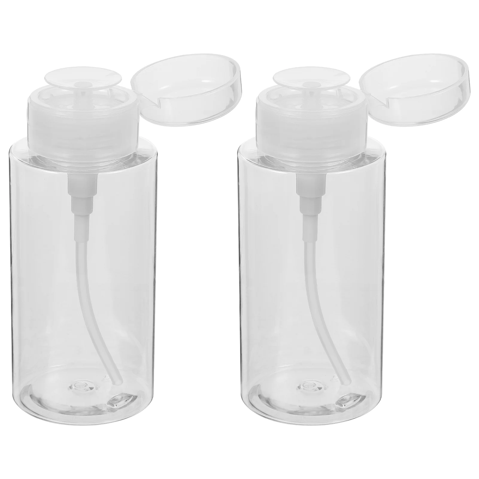 

2 Pcs Bottled Sheer Nail Polish Push down Alcohol Travel Dispenser Pump Plastic Cosmetics Remover Press