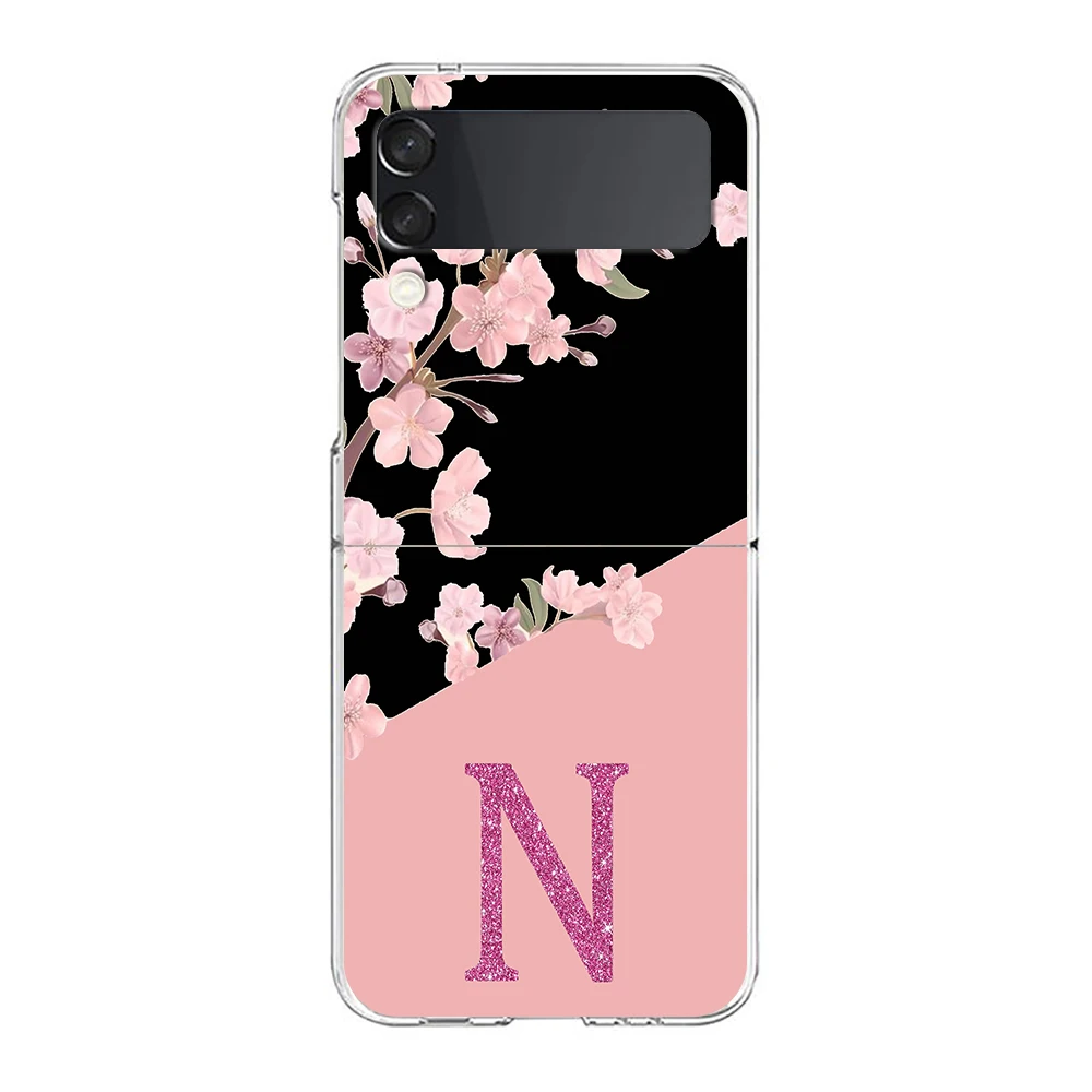 Pink Letter Flower Hard Folding Clear Phone Case - Transparent Cover Design
