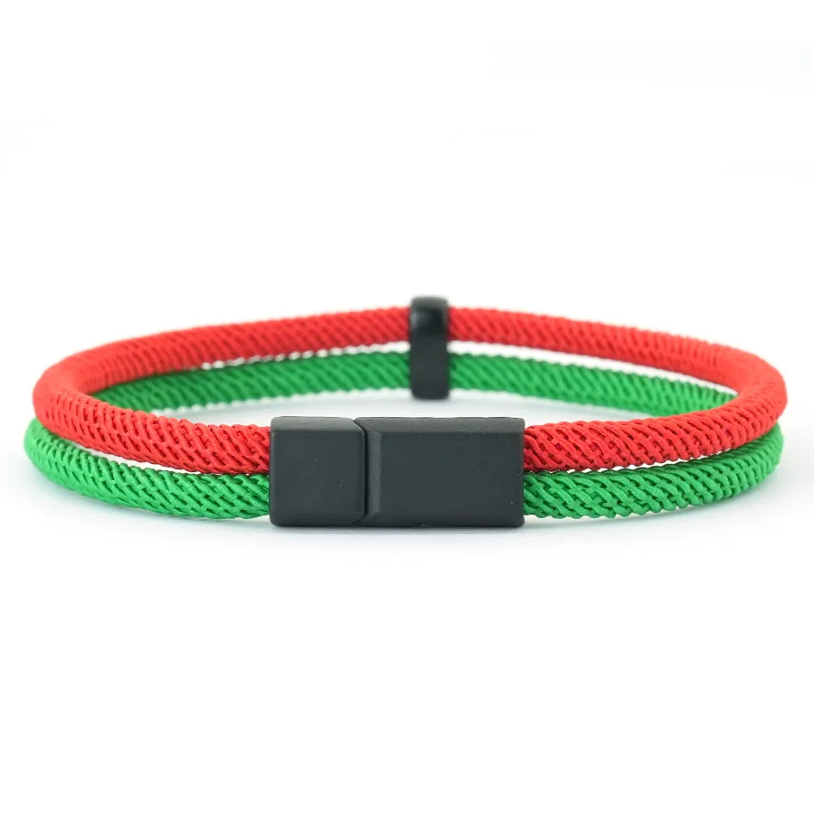 Red Green String Handmade Christmas Bracelet for Men