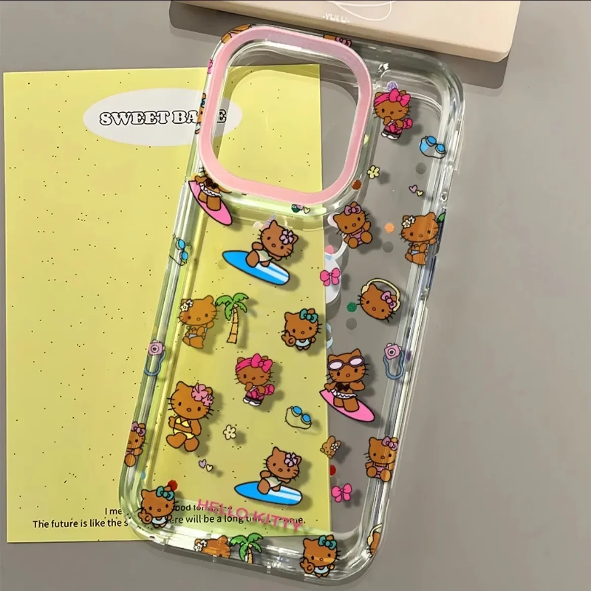 thumbnail image 1 of Funda de teléfono de playa Sexy negra de Hello Kitty para iPhone 16 15 14 13 12 11 Pro Max XR XS MAX 7 8 Plus Y2K Pink Girl Laser ShiningCover, 1 of 5