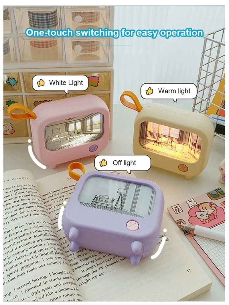 Description Picture 6 of itemTV Painting Led Night Light Cute Cartoon Decoration Night Light Living Room Desktop Home Atmosphere Bedside Table Lamps