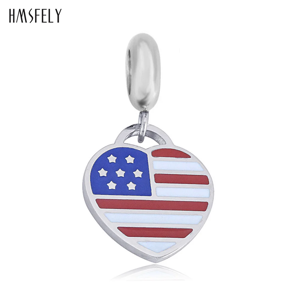 

HMSFELY Stainless Steel America Flag Pendant For DIY Bracelet Necklace Jewelry Making Accessories Bracelet Dangles Findings