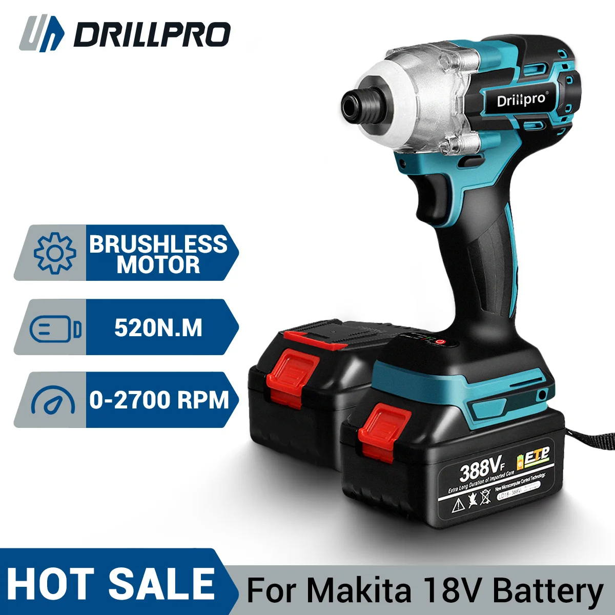 Drillpro 388Vf Cacciavite Elettrico Senza Fili A Batteria Da 1/4 Pollici Trapano Avvitatore A Led Per Batteria Makita 18V