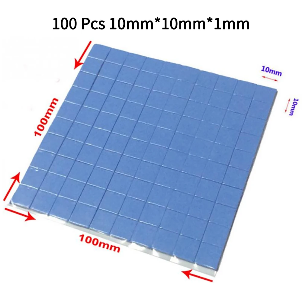 Thermal Pad 1/100Pcs Blue Conductive Silicone 10*10*1mm 100*100*1mm Heatsink Cooling for CPU GPU