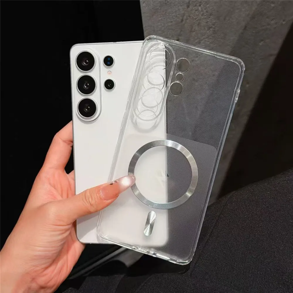 Magnetic Shockproof Candy Color Silicone Phone Case with Transparent Back Cover
