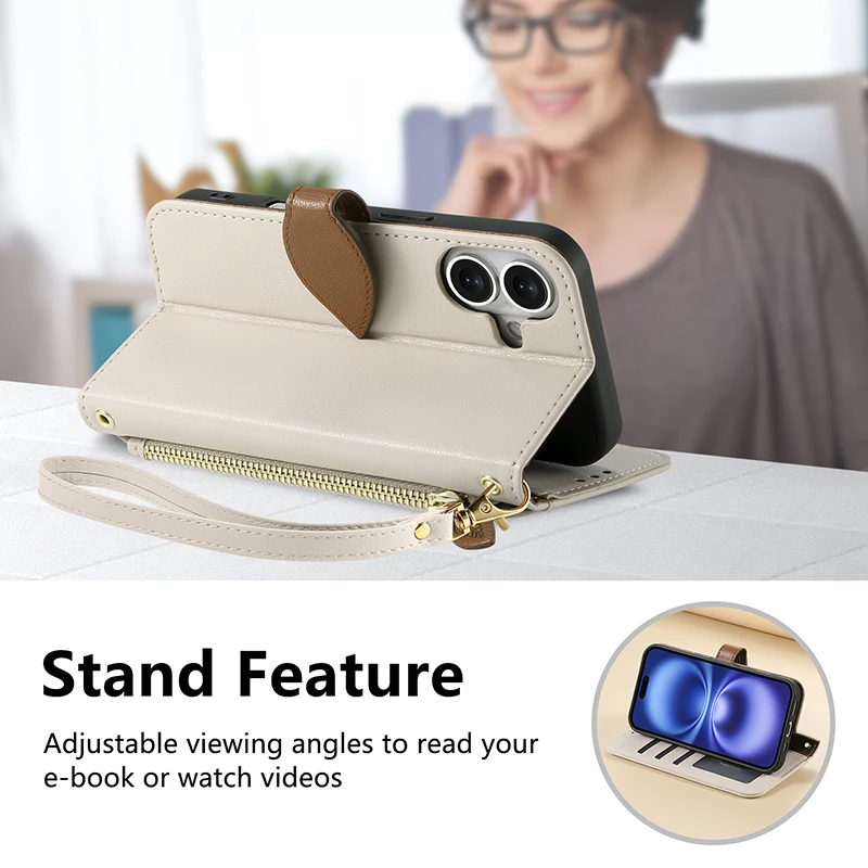 Leather Crossbody Wallet Case with Wrist Strap and Card Holder
