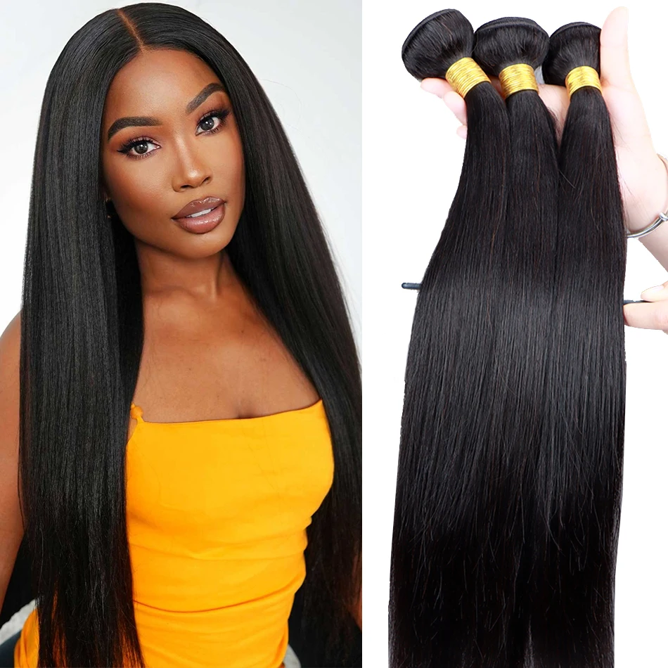 

Прямые бразильские волосы с косточками диаметром 28 Дюймов, 30 дюймов, фотосессия 100%, девственные шиньоны для черных женщин