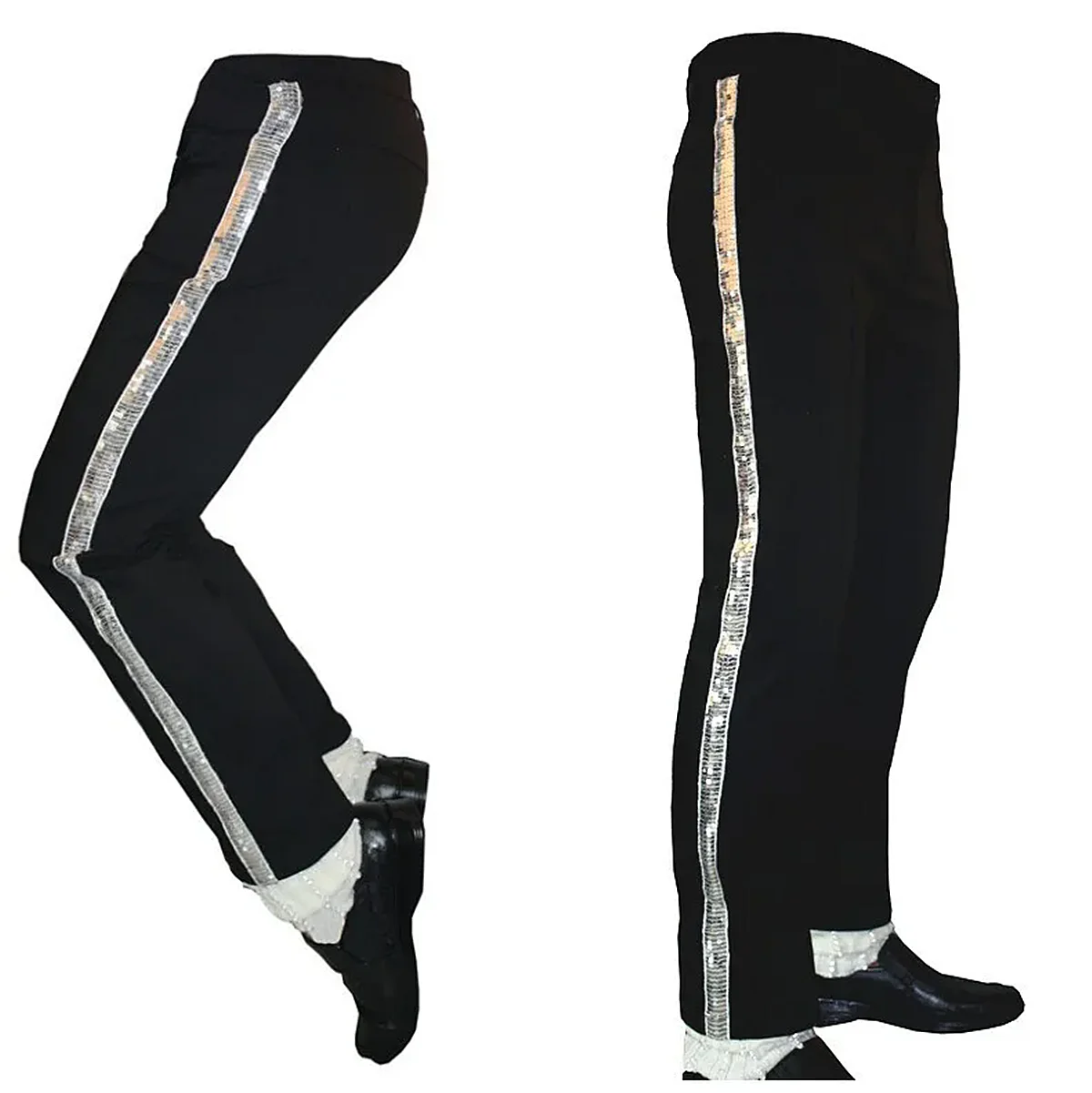 Michael Jackson Black Entertainers Straight Silver trousers pants for fans Performance impersonator mj trousers