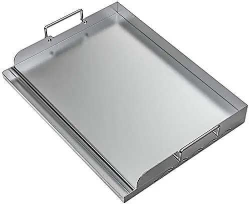 

Steel Griddle Flat Top Plate with Even Heating Bracing for BBQ Charcoal/Gas Grills, Camping, Tailgating, and Parties 17" x 1 Nec