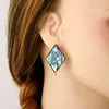 Boho Golden Teardrop Rectangle Round Abalone Shells Stainless Steel Earrings Large Square Peacock Dangle Drop Earrings Jewelry 3