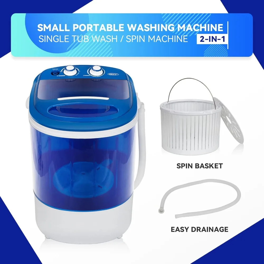 Portable Washing Machine 5.7 Lbs Washing Capacity Semi-Automatic Compact Washer Spinner Small Cloth Washer Laundry 2