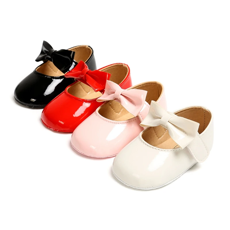 Baby Casual Shoes Non-slip Soft-Sole Infant Flat Toddler First Walker Newborn Leather Shoes Bowknot Princess Walking Shoe