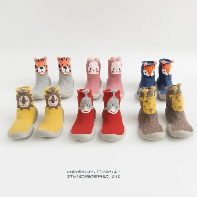 Spring Baby Toddler Shoes Non-slip Fox Tiger Thickening Sock Floor Foot Socks Animal Style Tz05