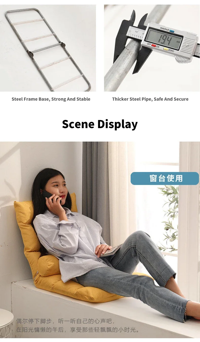 Description Picture 6 of itemFolding Lounger Home Balcony Living Room Folding Chair Leisure Balcony Lazy Sofa Tatami Sun Loungers Modern Backrest Deckchair