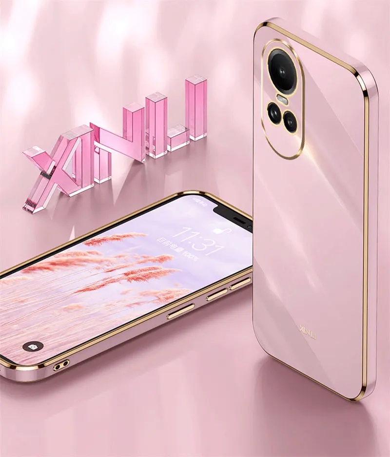 Enhanced Shockproof Silicone Bumper with 6D Plating Finish - Soft TPU Back Cover