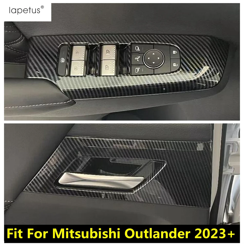 

Carbon Fiber Window Lift Switch Button Panel Door Handle Bowl Frame Cover Trim For Mitsubishi Outlander 2023 2024 Accessories