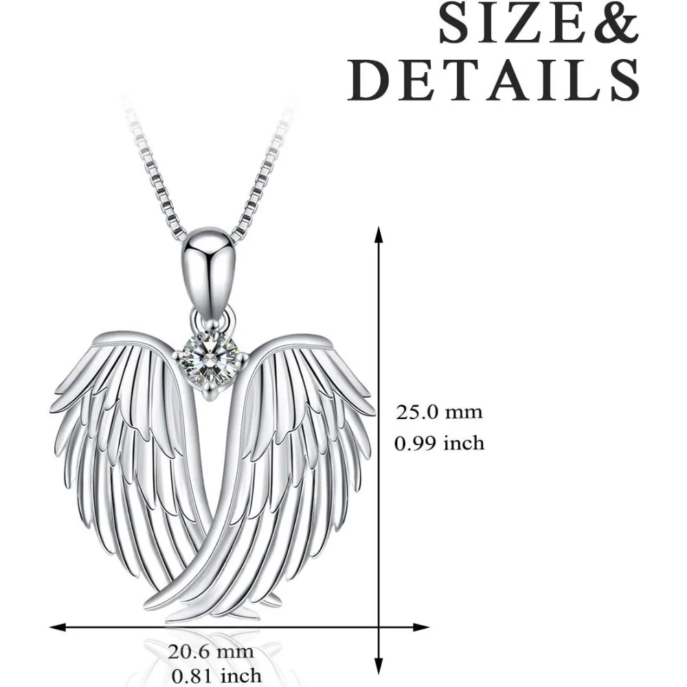 Angel Wings Necklace Guardian Angel Wings Pendant Necklace Birthstone Necklace for Women Girls Christmas Jewelry Gifts