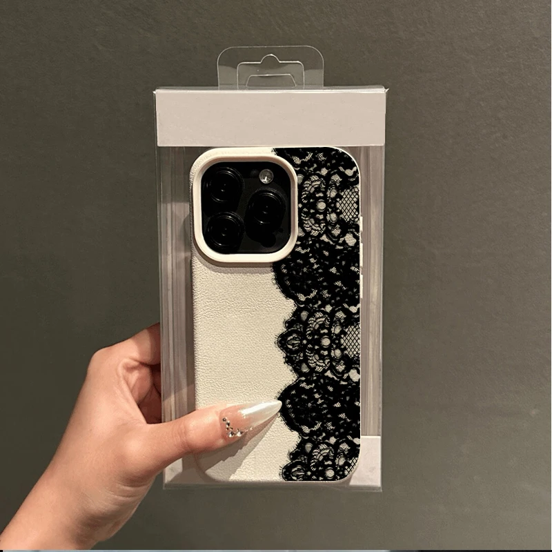 Elegant Black Lace Flower Pattern Phone Case Cover