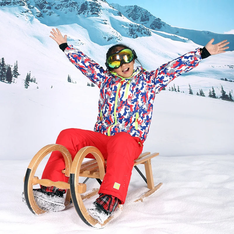Popular Winter Games Kiddie Wooden Snow Sled Sledge