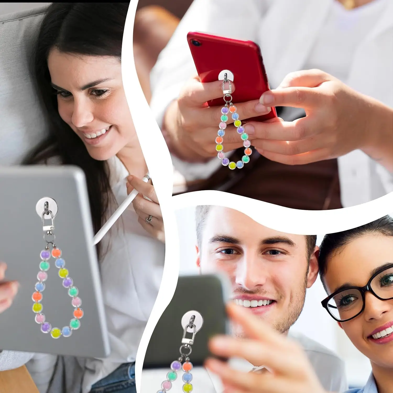 Adhesive Metal Heart Phone Charm Holder Mobile Phone Case Finger Ring Stand Hooks Buckle Charms Clasp DIY Accessories String