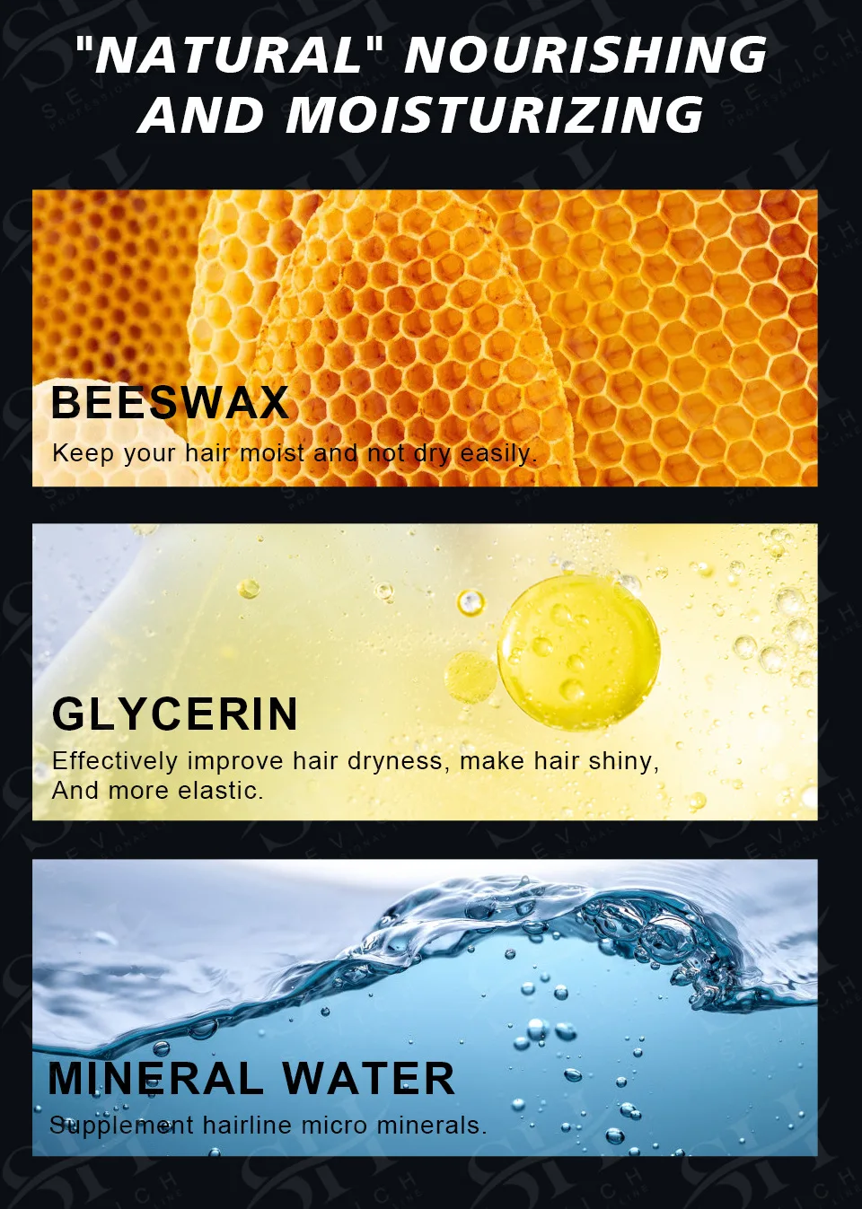 Description Picture 6 of itemMen Hair Pomade Wax 48 Hour Restoring Pomade Wax Natural Strong Hold Styling Hair Wax Original Hair Clay Pomades Waxes