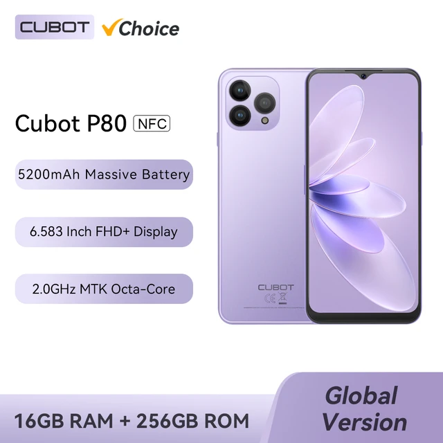 [Choice] Cubot Global Version Smartphone P80, Android 13 Phone, 8GB RAM,  256GB ROM, NFC, 6.583 Large Screen, 48MP Camera, WIFI