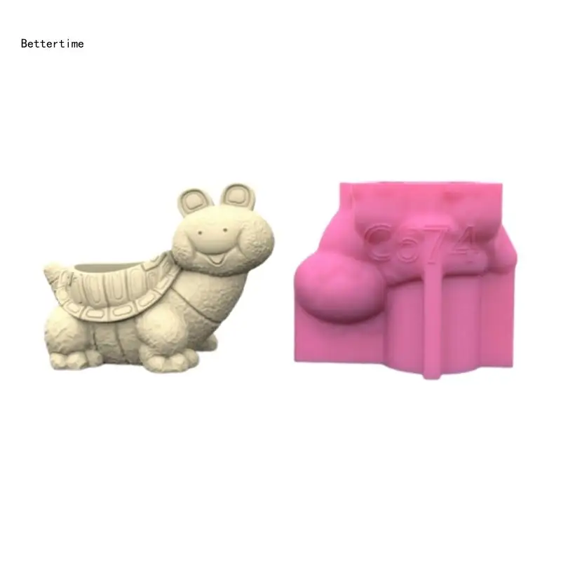 

B36D Черепаха Сочные Цветочные Горшки Плесень Держатель Ручки Силиконовая Форма Бетонные Штукатурки Ваза