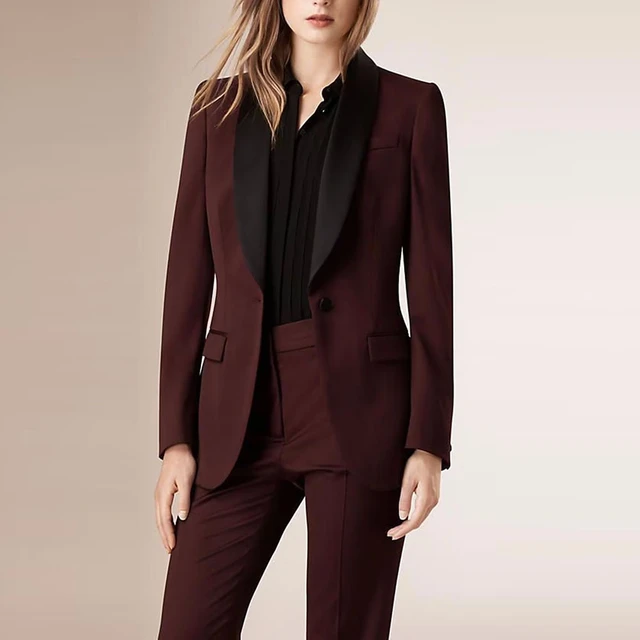 Women Wine Navy Blue Black Pant Suit Female V-Neck Formal Blazer Jacket and  Trouser 2 Piece Set For Office Ladies Work Wear - AliExpress