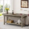 70.8-Inch Solid Wood Long Console Table, Farmhouse Entryway Table with Storage, Narrow Sofa Table Grey Couch Table for Living 4